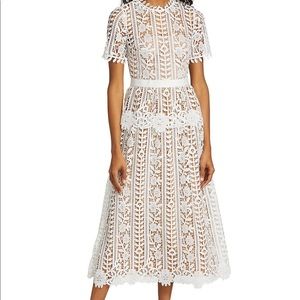 Self Portrait White Lace Midi Dress